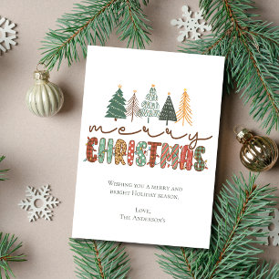 Boho God Jul Träd Ljus Trendig Jul Julkort