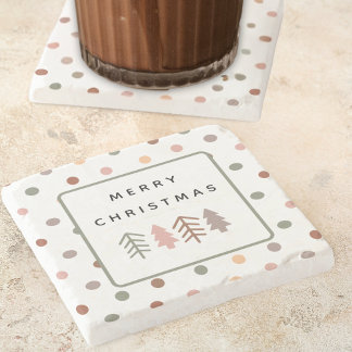 Boho God Jul Träd och Prickar Stenunderlägg