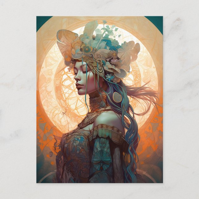 Boho Goddess Queen Fantasy Art Postcard Vykort (Framsida)