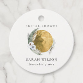 Boho Gold Saga Grön Blommig Krans Bröllopsfest  Gåvor Etiketter