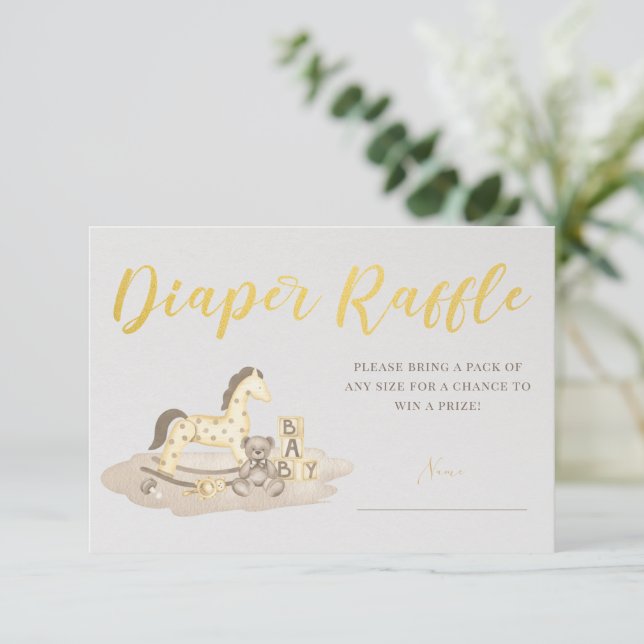 Boho Golden Baby Shower Diaper Raffle Card Inbjudningar (Stående Fram)