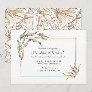 Boho Golden Greenery bröllopsinbjudan Inbjudningar