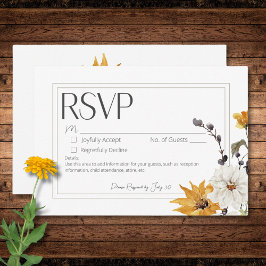 Boho Golden Gult Meadow Flower White No Middag OSA Kort