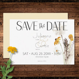 Boho Golden Gult Meadow Flowers Gult Bröllop Spara Datumet