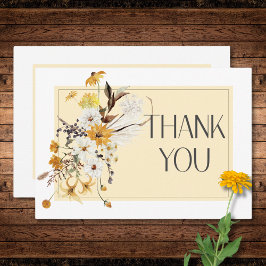 Boho Golden Gult Meadow Flowers Gult Bröllop Tack Kort