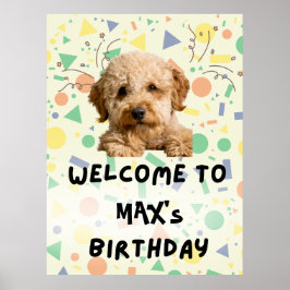 Boho Goldendoodle Första Födelsedags Välkomstskylt Poster