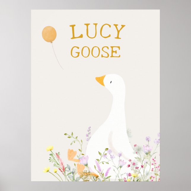 Boho Goose Anka Blommigt Baby Shower Artwork Poster (Framsidan)