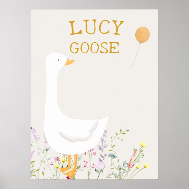 Boho Goose Anka Blommigt Baby Shower Artwork Poster (Framsidan)