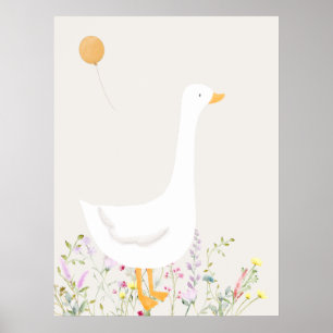 Boho Goose Anka Blommigt Baby Shower Artwork Poster