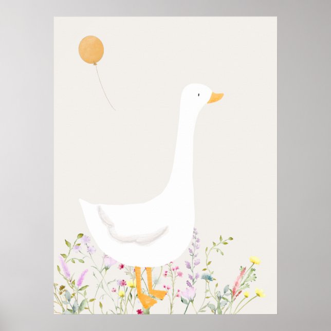Boho Goose Anka Blommigt Baby Shower Artwork Poster (Framsidan)