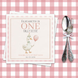 Boho Goose Birthday – Pink Balloon & Tartan Pappersservett
