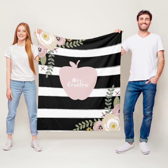 Boho görar randig den dammiga blom- rosa Apple Fleecefilt (På plats)