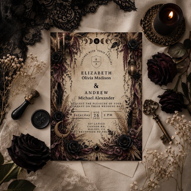 Boho Goth Bröllop Inbjudningar (Skapare uppladdad)