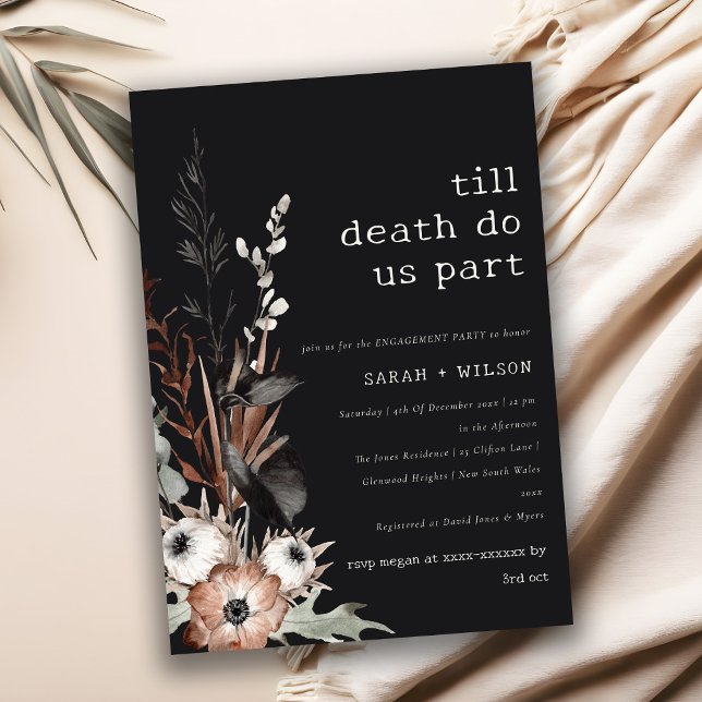 Boho Gothic Rust Black Botanical Förlovning Inbjudningar (Skapare uppladdad)