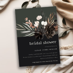 Boho Gothic Rust Black Botanical Möhippa Inbjudningar