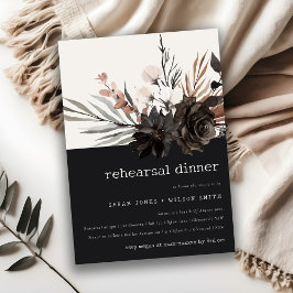 Boho Gothic Rust Black Botanical Rehearsal Dinner Inbjudningar