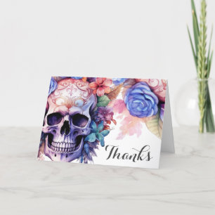 Boho gotiic Skull & Flowers Handfasteing Tack Kort