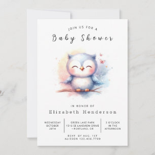 Boho Gracnice Uggla Baby Shower Inbjudningar