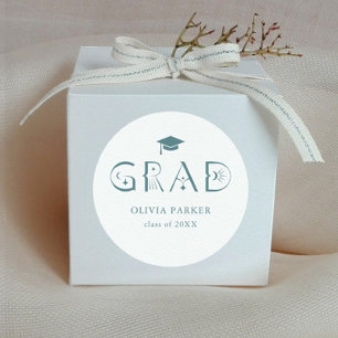 Boho GRAD Typography Teal Runt Klistermärke
