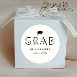Boho GRAD Typography White Runt Klistermärke