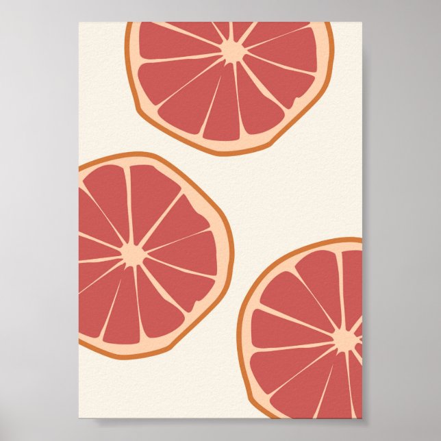 Boho Grapefruit Slices Tropical Summer Print Poster (Framsidan)