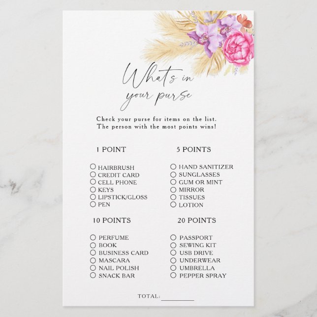 Boho-gräs - Vad är det i ditt handväska? (Framsida)