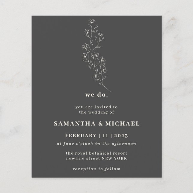 Boho Grått Indie-blomman Botanic vi gör budget Flygblad (Framsidan)