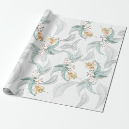 Boho Grått Mint Watercolor Eucalyptus Blommigt Presentpapper