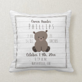 Boho Grått Wood Bear Unge Pojke Kudde