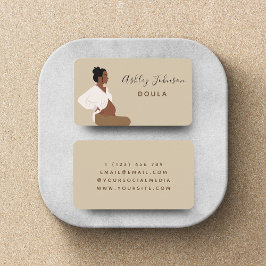 Boho Gravid Dam Illustration Doula Barnmorska Chic Visitkort