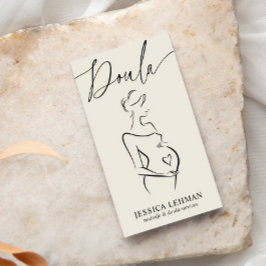Boho Gravid Dam Linje Konst Doula Barnmorska QRCOD Visitkort