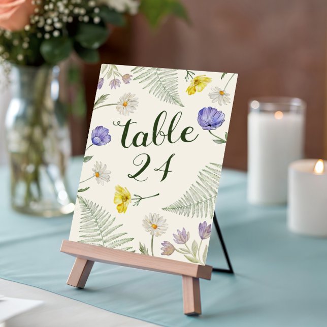 Boho Green & Beige Wildflower Wedding Table Number Bordsnummer (Skapare uppladdad)