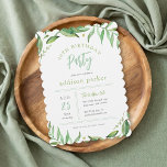 Boho Greenery 40:e födelsedagen Party Inbjudningar<br><div class="desc">Fira en milstolpe i stil med den här elegantens 40-åriga festinbjudan, framtagen av mjuk boho vattencolor greenergiy och accentuerad med chicens moderna typografi. Den förfinade paletten färg med sage grönt, grått och vitt ge är en tidlös gender-neutralt-känsla. En unik skalopad kant lägger till en charm, skapar perfekten för ett klasslöst...</div>