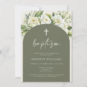 Boho Greenery and Flowers Baptism-inbjudan Inbjudningar