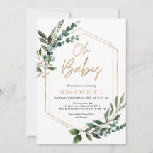 Boho Greenery Baby Shower-inbjudan