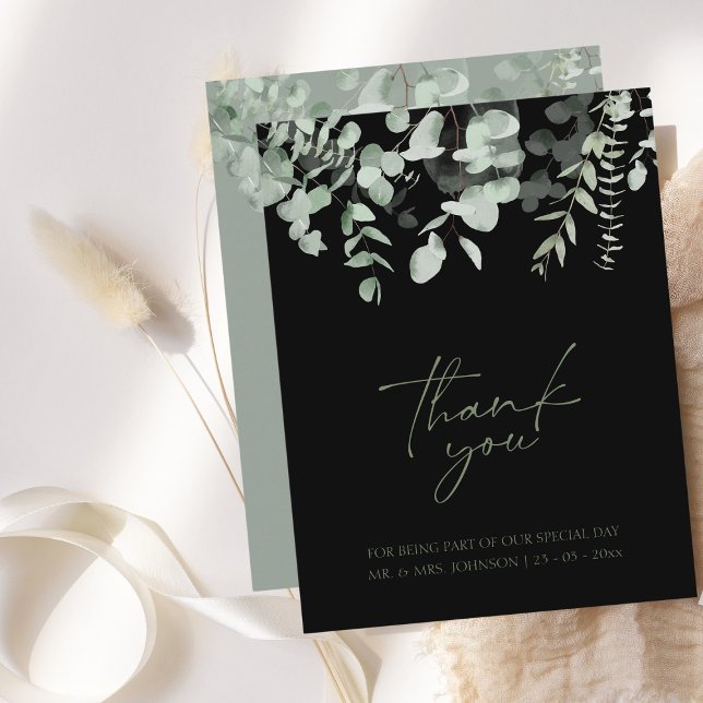 Boho Greenery Black Eucalyptus Bröllop Tack (Skapare uppladdad)