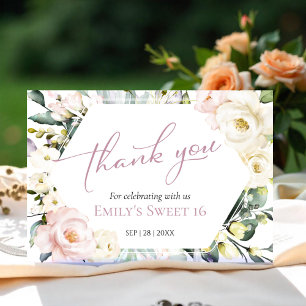 Boho Greenery Blommigt Sweet 16 - tackkort Inbjudningar