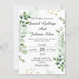 Boho Greenery Bröllopsjubileumsinbjudningar Inbjudningar