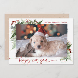 Boho Greenery Burgunder Beige 2022 Nyår Julkort