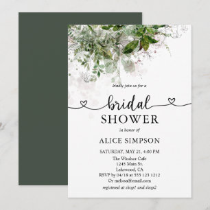 Boho Greenery Calligraphy Heart Möhippa Invi Inbjudningar