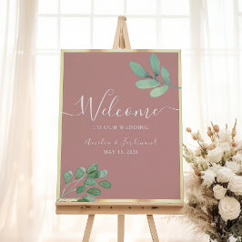 Boho Greenery Dusty Ro Bröllop Välkommen Poster