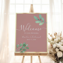 Boho Greenery Dusty Rose Bröllopsvägg Poster