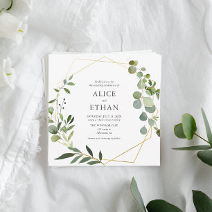 Boho Greenery Eucalyptus Botanical Bröllop Inbjudningar