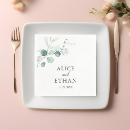 Boho Greenery Eucalyptus Bröllop Pappersservett