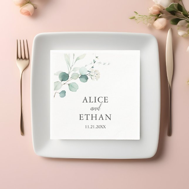 Boho Greenery Eucalyptus Bröllop Pappersservett (Skapare uppladdad)