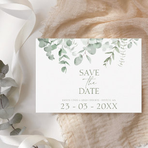 Boho Greenery Eucalyptus Bröllop spara datum