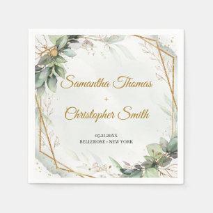 Boho greenery eucalyptus foliage guld bröllop pappersservett