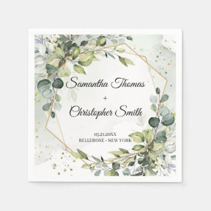 Boho greenery eucalyptus foliage guld bröllop pappersservett