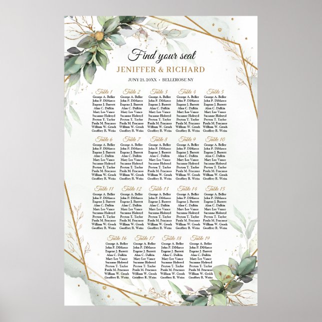 Boho greenery eucalyptus foliage guld ram bord poster (Framsidan)