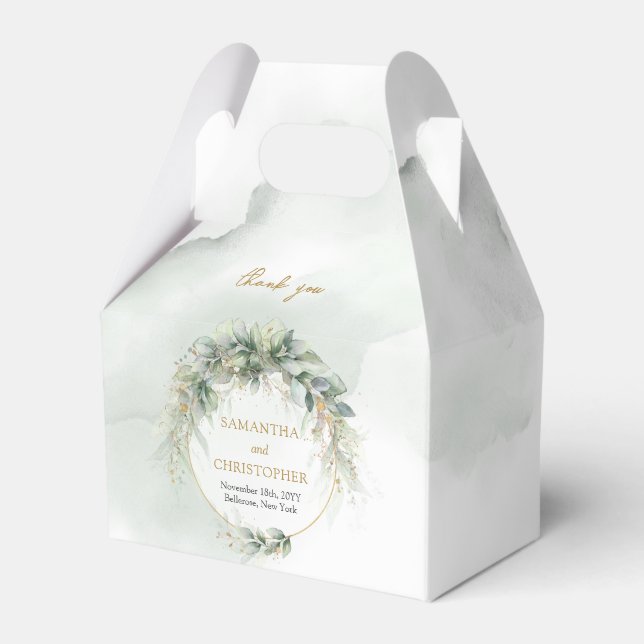 Boho greenery eucalyptus foliage guld ram presentaskar (Framsidan Sidan)